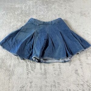 SO Denim Mini Skirt Womens Size 1 Blue Pleated Casual‎ Y2K Cosplay Boho